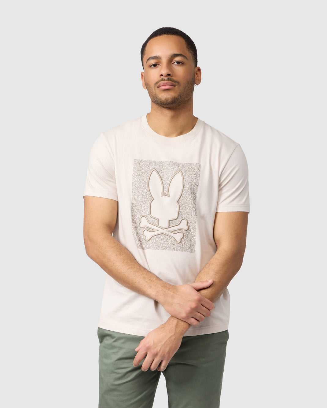 Tees Psycho Bunny Livingston Graphic Tee Beige Homme | INJ-01251900